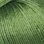 A close-up of olive green yarn texture, showing the twisted strands and soft heathered color.