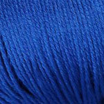 A close-up of bright royal blue yarn strands, showing the texture and color of the fiber.