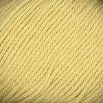 A close-up of pale yellow yarn strands, showing the texture and color of the fiber.