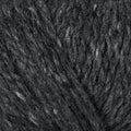 A close-up texture shot of dark charcoal gray yarn with subtle lighter gray and white flecks throughout.