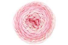 Ball of pink yarn on a white background