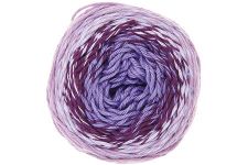 Ball of purple yarn on a white background