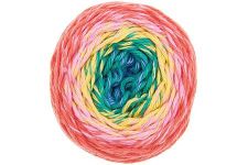 Multicolored skein of yarn on a white background