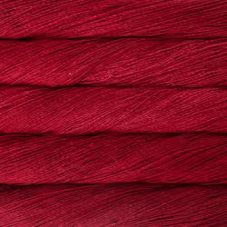 A close-up texture shot of deep burgundy red yarn, showing the fine twisted strands and color.