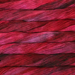 A close-up texture shot of dark magenta and deep red yarn strands layered horizontally.