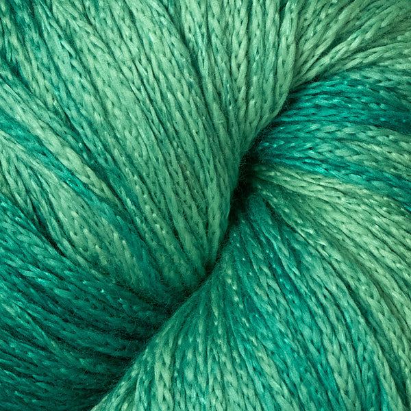 Close-up of a skein of green yarn