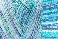 Close-up of blue yarn with a striped pattern