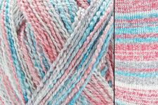 Multicolored yarn with a close-up detail on a white background
