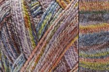 Multicolored yarn swatch with a striped pattern