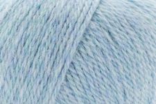 A close-up of light blue yarn texture filling the frame.