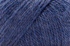 A close-up of textured yarn in a heathered medium-to-dark blue color.
