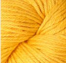 A close-up of bright golden yellow yarn wound into a skein.