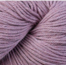 A close-up of soft, twisted yarn in a dusty mauve-purple color, filling the entire frame.