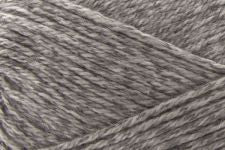 Close-up of heathered gray yarn strands, showing the texture and color of the fiber.