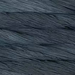 A close-up texture shot of dark slate blue-gray yarn strands, showing the fine details of the fiber.