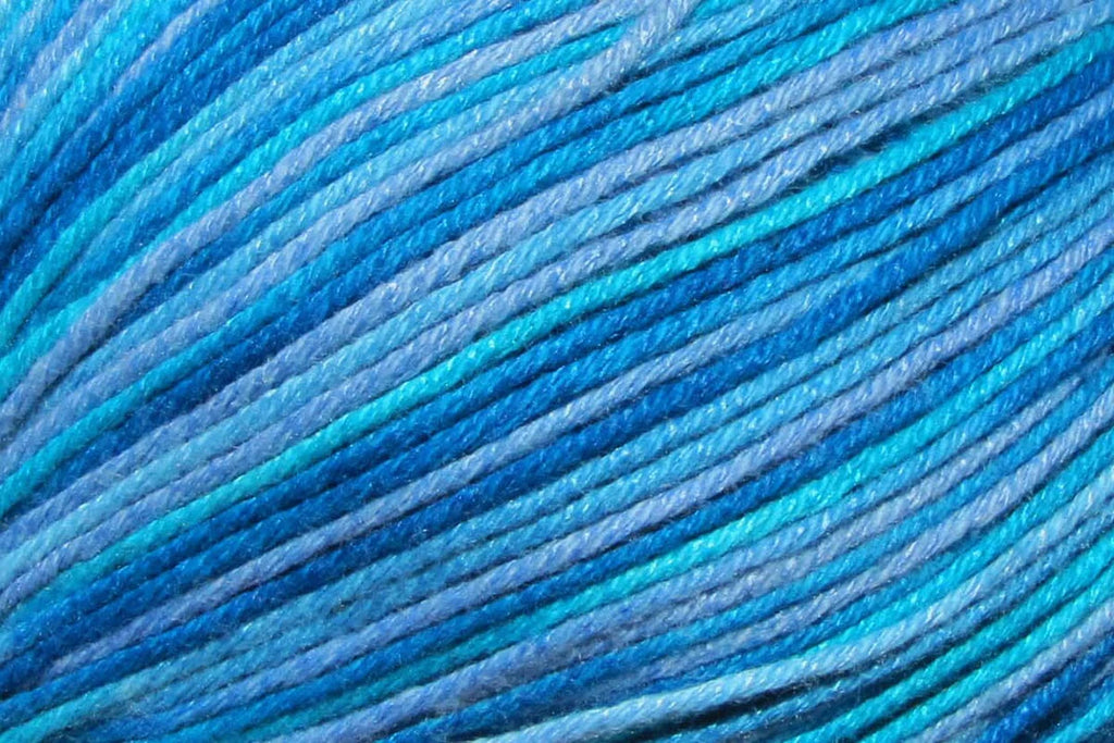 Close-up of blue yarn with gradient shades