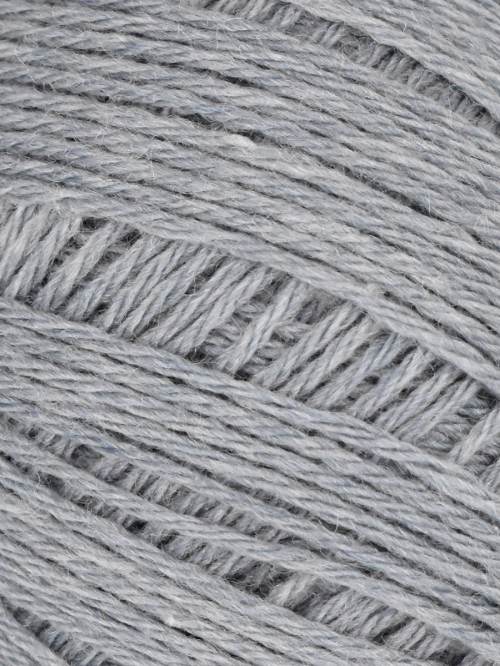 Close-up of gray yarn with visible texture