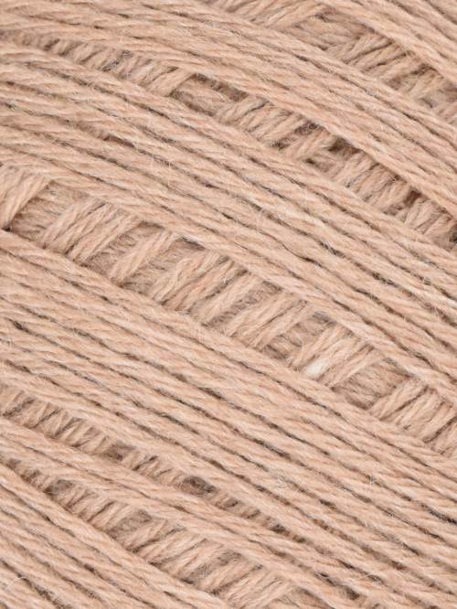 Close-up of beige yarn with visible texture