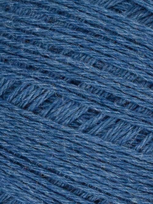 Close-up of blue yarn with a textured pattern
