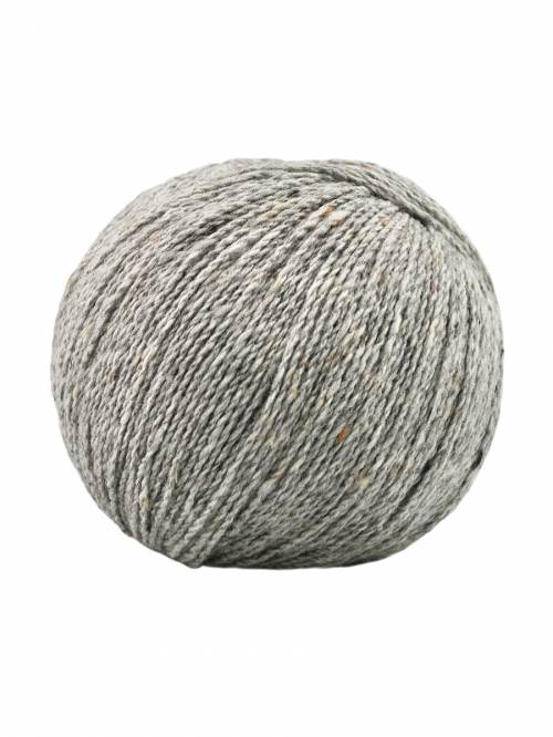Ball of gray yarn on a white background