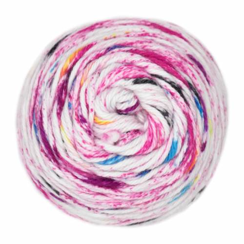Multicolored yarn ball on a white background