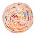 Multicolored skein of yarn on a white background