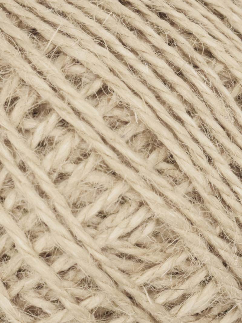 A close-up texture shot of a natural beige jute or sisal rope, showing the twisted strands and fibrous material details.