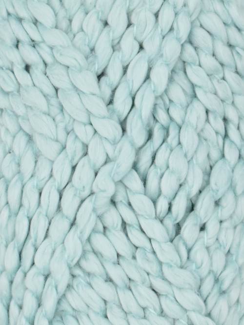 Close-up of light blue chunky yarn