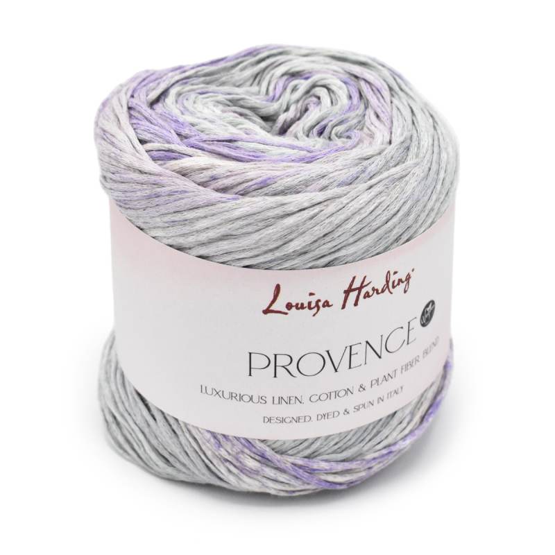 Ball of yarn with a Louisa Harding label on a white background