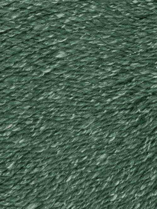 A close-up texture shot of a dark forest green yarn, showing the twisted ply structure and subtle sheen.