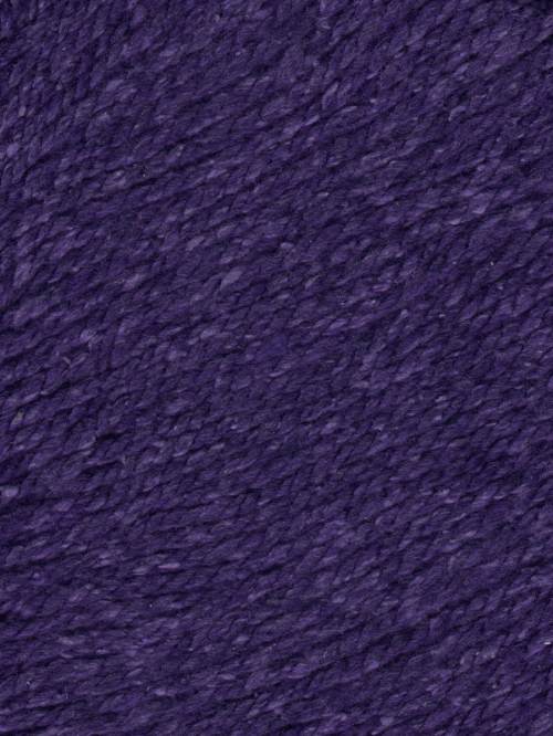 A close-up texture shot of a deep purple yarn or fabric, showing the fine twisted fibers and heathered color.