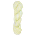 Yarn skein with light yellow and white colors on a white background