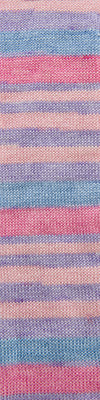 Striped fabric with pink and blue pattern