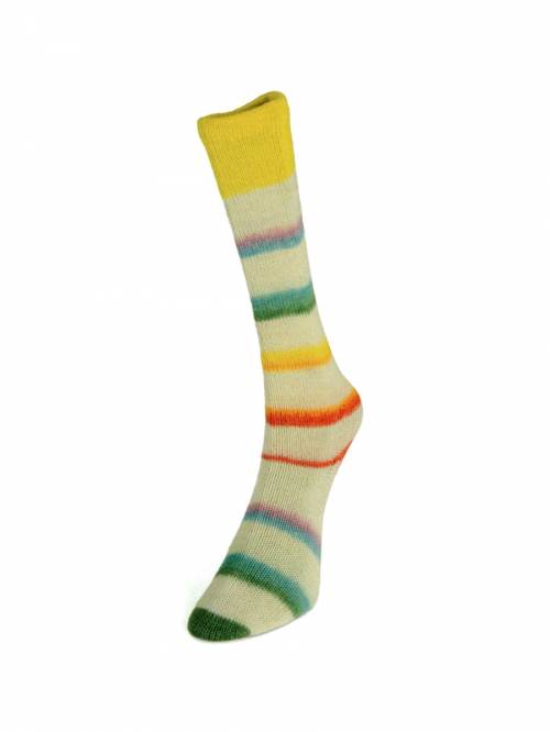 Colorful striped sock on a white background