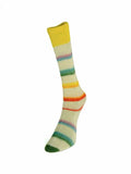 Colorful striped sock on a white background