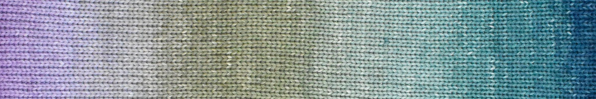 A close-up of a woven fabric texture showing a smooth color gradient transitioning from lavender purple on the left, through beige and olive tones in the center, to teal and blue on the right.