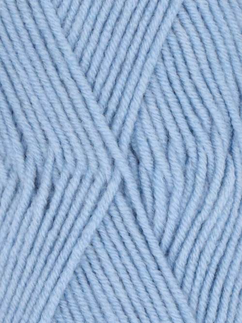 Close-up of light blue yarn with a herringbone pattern