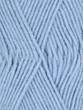 Close-up of light blue yarn with a herringbone pattern