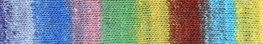 Multicolored fabric swatch with blue, green, yellow, and brown hues.