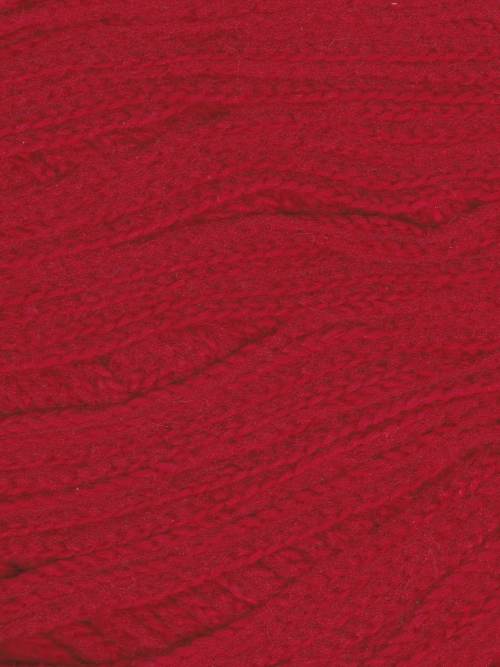 A close-up texture shot of a deep red yarn, showing the fine fibers and subtle sheen.