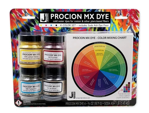 Procion MX Dye set with color mixing chart on colorful packaging
