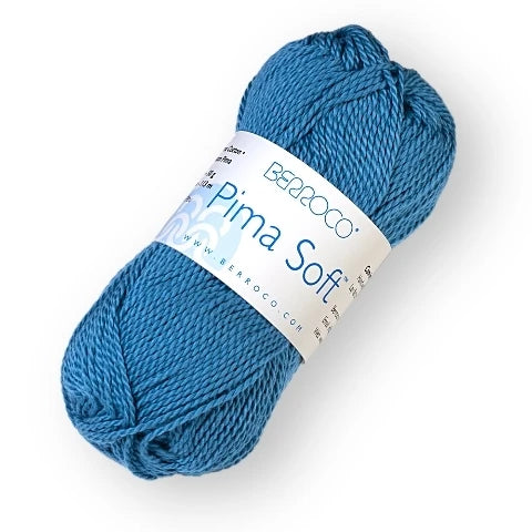 Blue skein of Berroco yarn on a white background