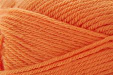 A close-up of bright orange yarn texture filling the frame.