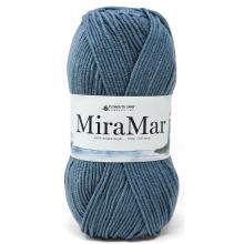 A single skein of blue-gray yarn with a white paper label reading 'MiraMar' and 'Bergdolt-Reif', shown on a plain white background.