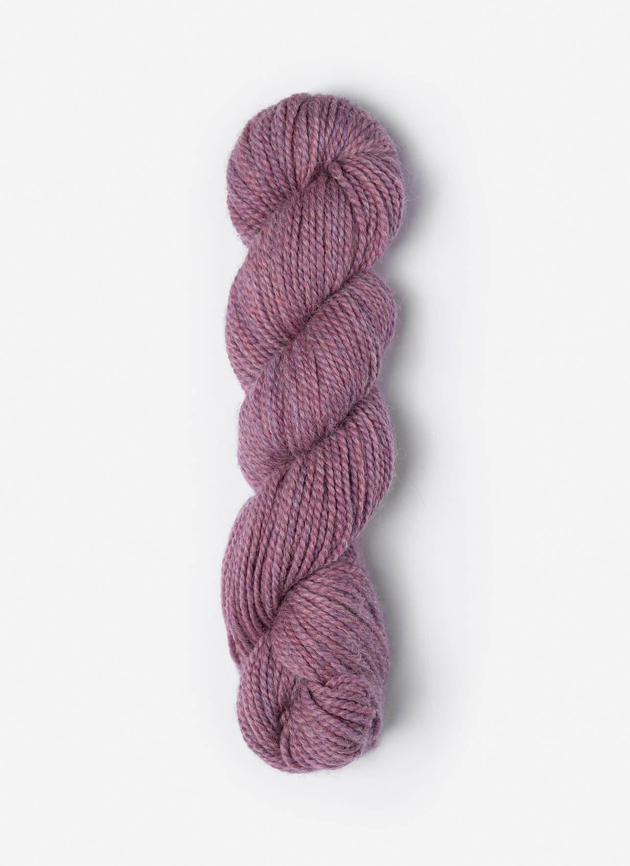 Purple skein of yarn on a white background
