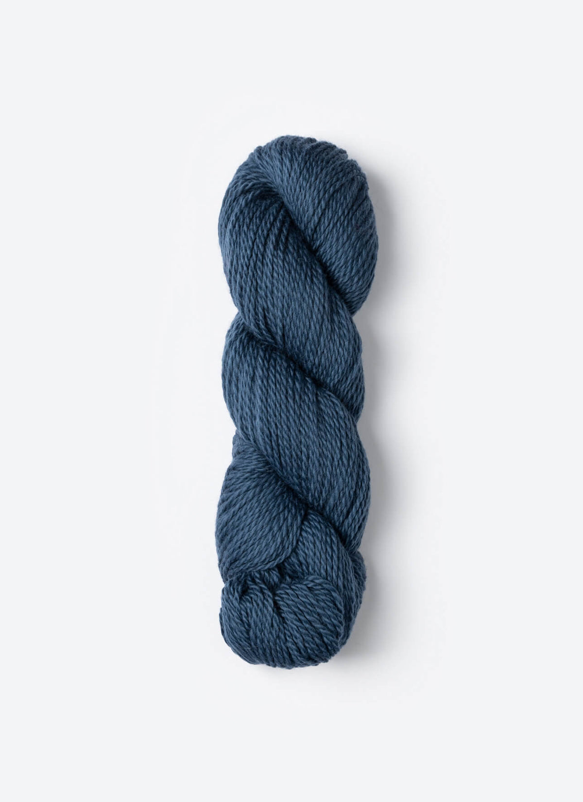 Blue skein of yarn on a white background