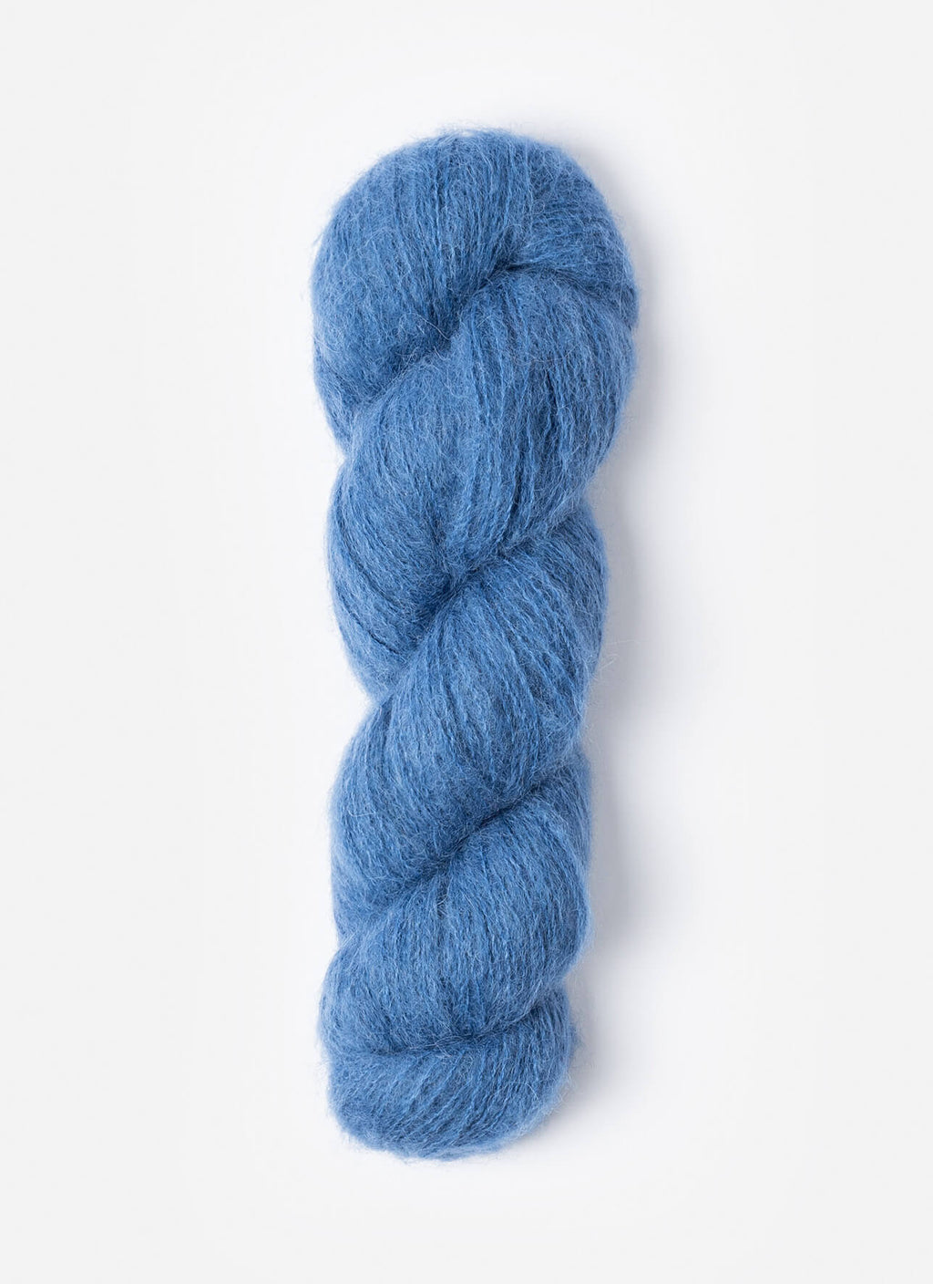 Blue skein of yarn on a white background