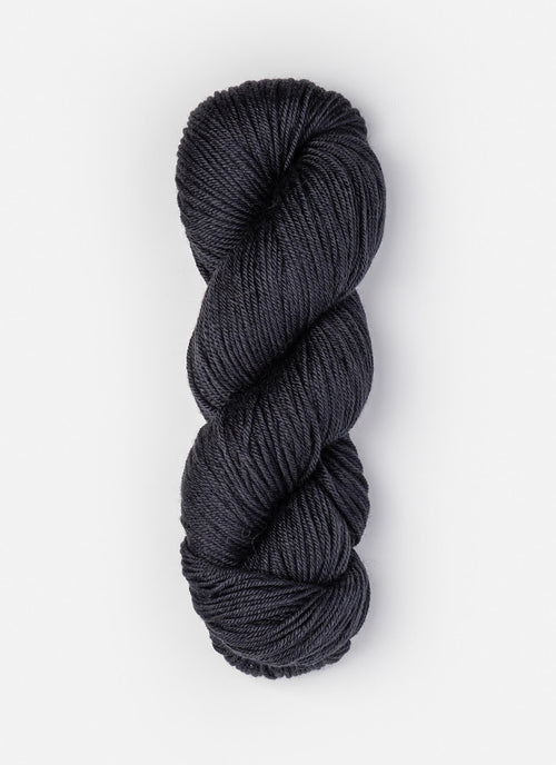 Dark gray skein of yarn on a white background