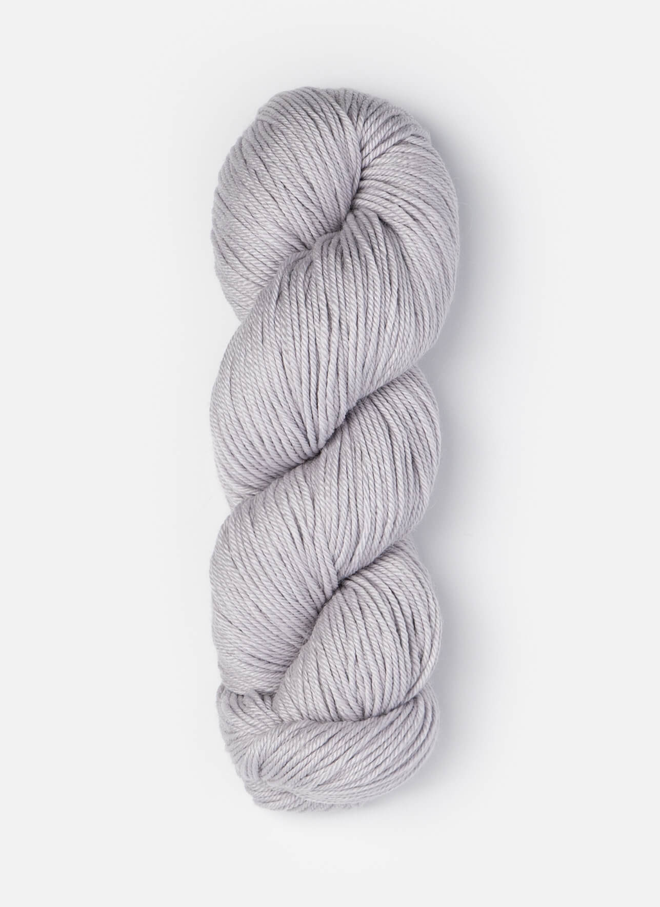 Gray skein of yarn on a white background