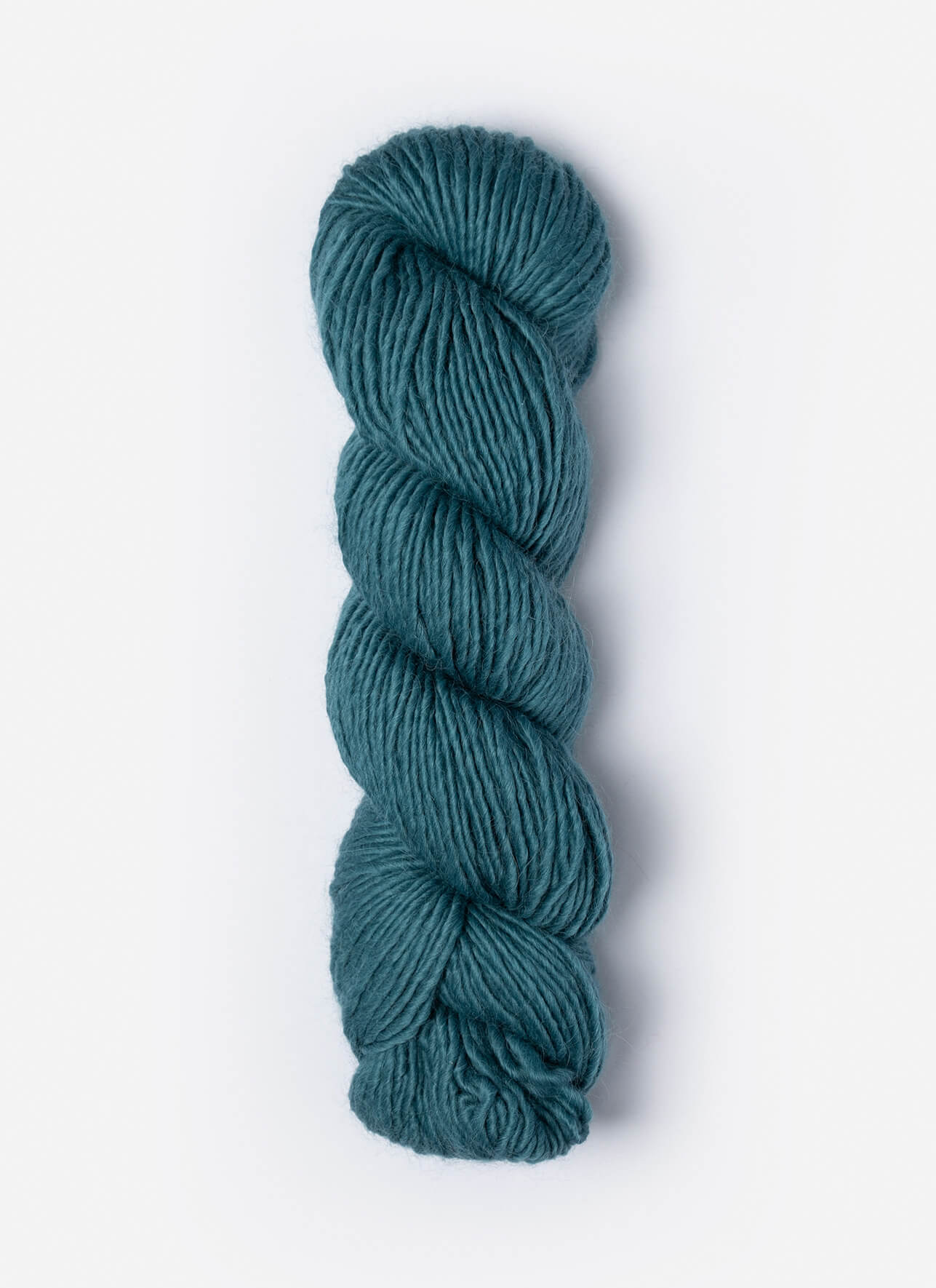 Teal skein of yarn on a white background